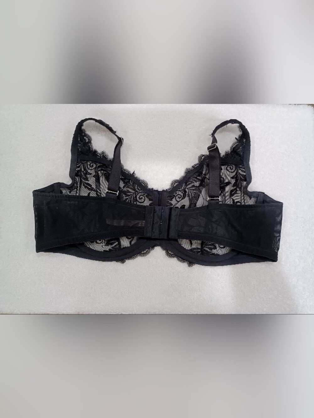 Soma Sensuous Lace Black Sheer Underwire Bra with Floral Embroidery, Size 42D - Picture 7 of 16
